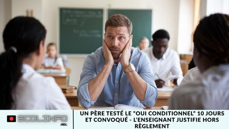 Un père testé le “oui conditionnel” 10 jours et convoqué – l’enseignant justifie hors règlement Un père testé le “oui conditionnel” 10 jours et convoqué - l’enseignant justifie hors règlement